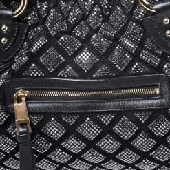 Marc Jacobs Black Crystal Embellished Quilted Leather Stam Satchel For Women -Cheap Marc Jacobs Store luxury women marc jacobs used handbags p262691 006