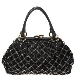 Marc Jacobs Black Crystal Embellished Satin Stam Satchel For Women -Cheap Marc Jacobs Store luxury women marc jacobs used handbags p271004 005
