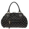 Marc Jacobs Black Crystal Embellished Satin Stam Satchel For Women