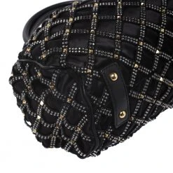 Marc Jacobs Black Crystal Embellished Satin Stam Satchel For Women -Cheap Marc Jacobs Store luxury women marc jacobs used handbags p271004 010