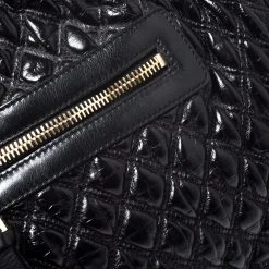 Marc Jacobs Black Quilted Leather Oversized Stam Bag For Women -Cheap Marc Jacobs Store luxury women marc jacobs used handbags p273309 008
