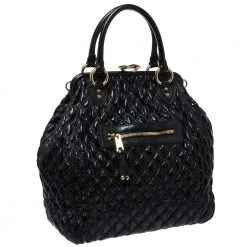 Marc Jacobs Black Quilted Leather Oversized Stam Bag For Women -Cheap Marc Jacobs Store luxury women marc jacobs used handbags p273309 009