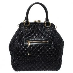 Marc Jacobs Black Quilted Leather Oversized Stam Bag For Women
