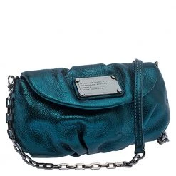 Marc Jacobs Metallic Blue Leather Classic Q Karlie Crossbody Bag For Women -Cheap Marc Jacobs Store luxury women marc jacobs used handbags p274254 007