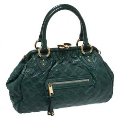 Marc Jacobs Green Quilted Leather Stam Shoulder Bag For Women -Cheap Marc Jacobs Store luxury women marc jacobs used handbags p275712 005