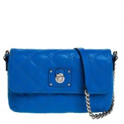 Marc Jacobs Blue Quilted Leather Flap Crossbody Bag For Women