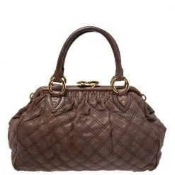 Marc Jacobs Brown Quilted Leather Stam Satchel For Women 14 Marc Jacobs Brown Quilted Leather Stam Satchel For Women -Cheap Marc Jacobs Store luxury women marc jacobs used handbags p281063 006