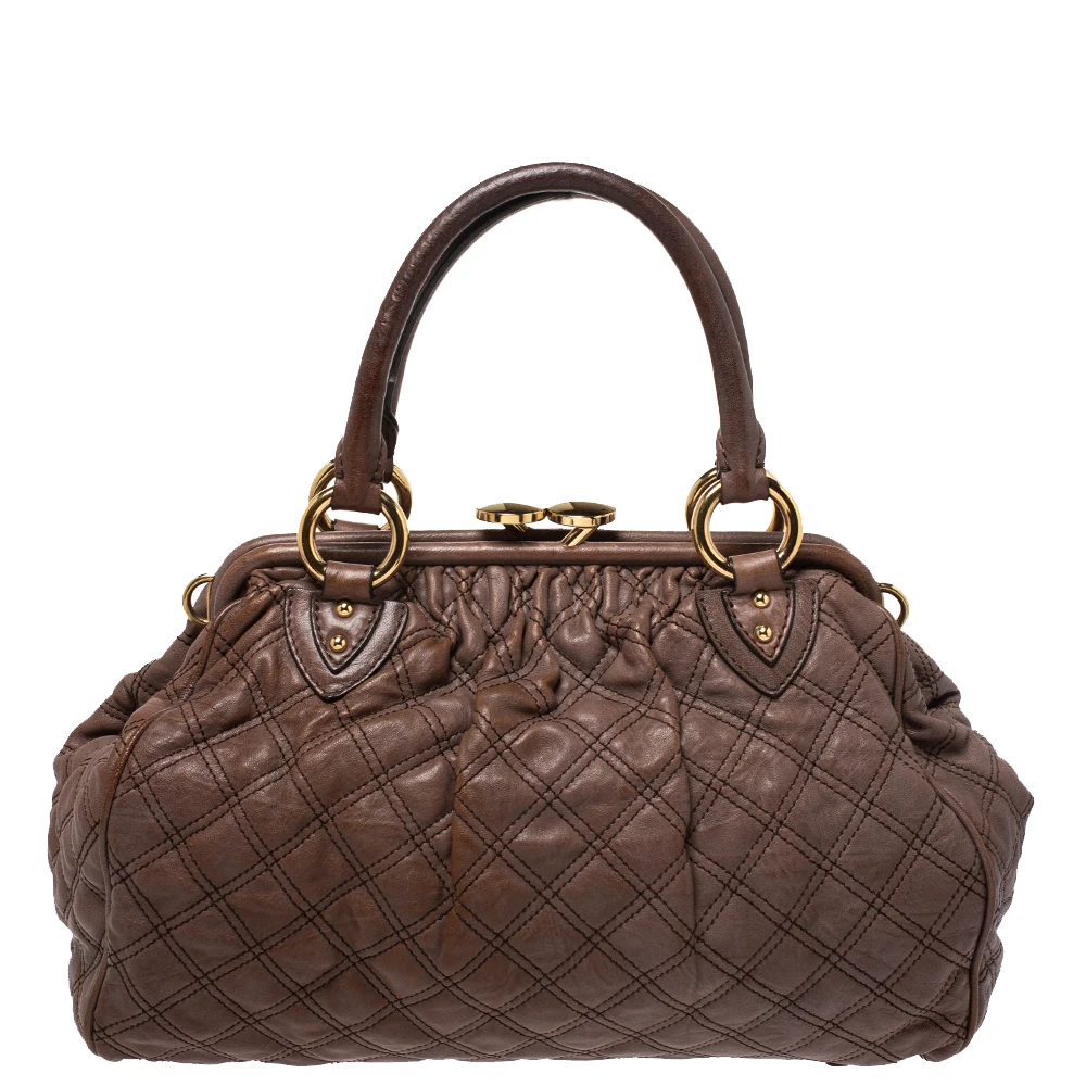 Marc Jacobs Brown Quilted Leather Stam Satchel For Women 4 Marc Jacobs Brown Quilted Leather Stam Satchel For Women - Image 4