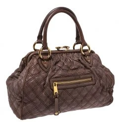Marc Jacobs Brown Quilted Leather Stam Satchel For Women 13 Marc Jacobs Brown Quilted Leather Stam Satchel For Women -Cheap Marc Jacobs Store luxury women marc jacobs used handbags p281063 007