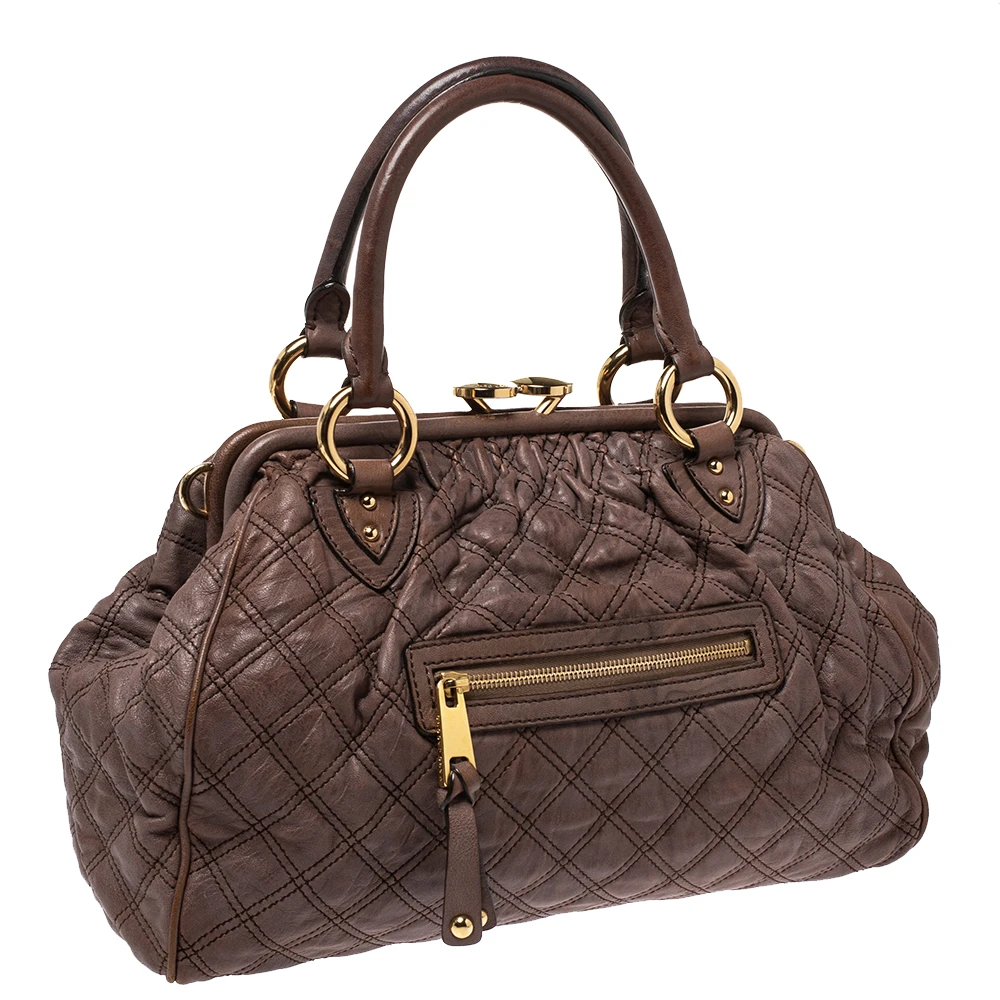 Marc Jacobs Brown Quilted Leather Stam Satchel For Women 3 Marc Jacobs Brown Quilted Leather Stam Satchel For Women - Image 3