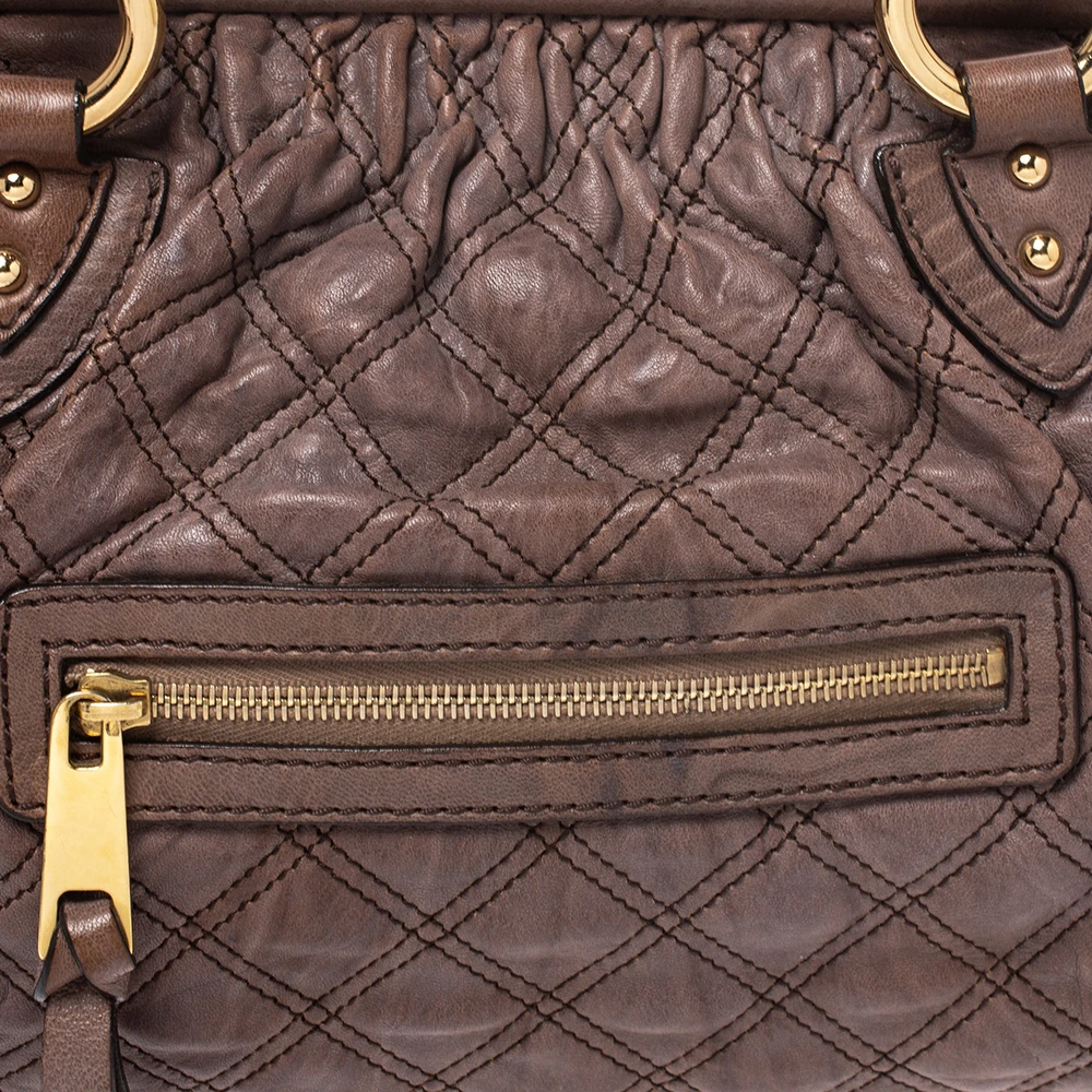 Marc Jacobs Brown Quilted Leather Stam Satchel For Women 5 Marc Jacobs Brown Quilted Leather Stam Satchel For Women - Image 5