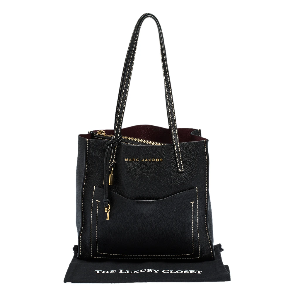 Marc Jacobs Black Leather Grind T Pocket Tote For Women 9 Marc Jacobs Black Leather Grind T Pocket Tote For Women - Image 9