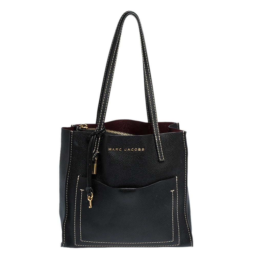 Marc Jacobs Black Leather Grind T Pocket Tote For Women 1 Marc Jacobs Black Leather Grind T Pocket Tote For Women
