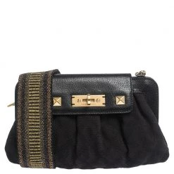 Marc Jacobs Black Canvas And Leather Turnlock Shoulder Bag For Women