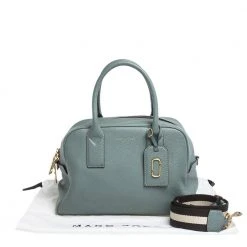 Marc Jacobs Pale Blue Leather Logo Shot Charm Boston Bag For Women -Cheap Marc Jacobs Store luxury women marc jacobs used handbags p299600 001