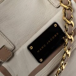 Marc Jacobs Ivory Leather Front Pocket Chain Shoulder Bag For Women -Cheap Marc Jacobs Store luxury women marc jacobs used handbags p303019 008