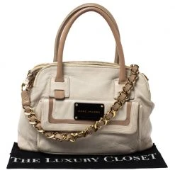 Marc Jacobs Ivory Leather Front Pocket Chain Shoulder Bag For Women -Cheap Marc Jacobs Store luxury women marc jacobs used handbags p303019 010