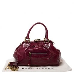 Marc Jacobs Dark Pink Patent Leather Stam Shoulder Bag For Women -Cheap Marc Jacobs Store luxury women marc jacobs used handbags p303580 004