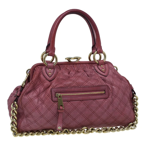 Marc Jacobs Cherry Red Quilted Leather Stam Bag For Women 3 Marc Jacobs Cherry Red Quilted Leather Stam Bag For Women - Image 3