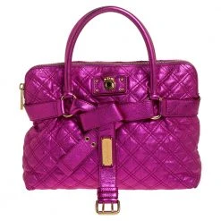 Marc Jacobs Metallic Pink Quilted Leather Satchel For Women