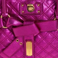 Marc Jacobs Metallic Pink Quilted Leather Satchel For Women -Cheap Marc Jacobs Store luxury women marc jacobs used handbags p314731 006