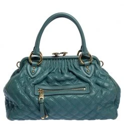 Marc Jacobs Pale Green Quilted Leather Stam Shoulder Bag For Women