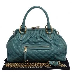 Marc Jacobs Pale Green Quilted Leather Stam Shoulder Bag For Women -Cheap Marc Jacobs Store luxury women marc jacobs used handbags p320210 004