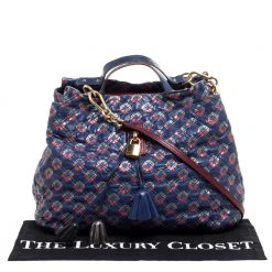 Marc Jacobs Blue/Metallic Quilted Leather Memphis Robert Jena Shoulder Bag For Women -Cheap Marc Jacobs Store luxury women marc jacobs used handbags p324916 011