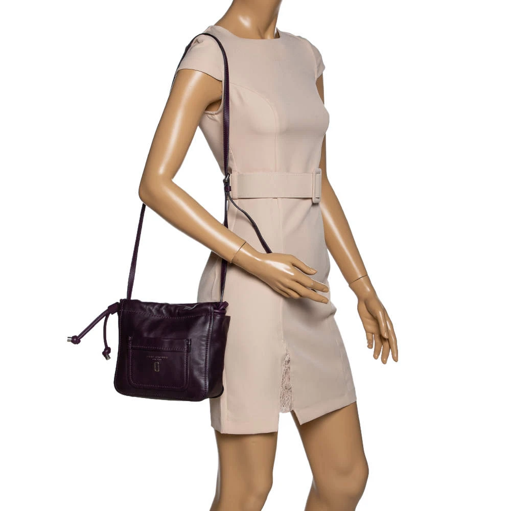 Marc Jacobs Purple Leather Drawstring Shoulder Bag For Women 2 Marc Jacobs Purple Leather Drawstring Shoulder Bag For Women - Image 2