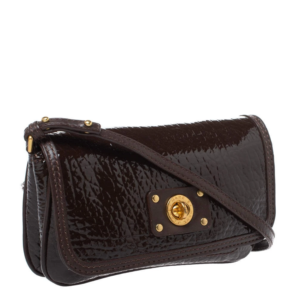 Marc Jacobs Dark Brown Patent Leather Shoulder Bag For Women 3 Marc Jacobs Dark Brown Patent Leather Shoulder Bag For Women - Image 3