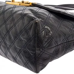 Marc Jacobs Navy Blue Quilted Leather Pushlock Flap Shoulder Bag For Women -Cheap Marc Jacobs Store luxury women marc jacobs used handbags p330036 003