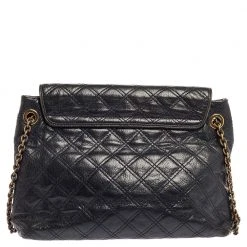 Marc Jacobs Navy Blue Quilted Leather Pushlock Flap Shoulder Bag For Women -Cheap Marc Jacobs Store luxury women marc jacobs used handbags p330036 015