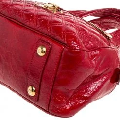 Marc Jacobs Red Quilted Patent Leather Pushlock Satchel For Women -Cheap Marc Jacobs Store luxury women marc jacobs used handbags p330394 010