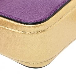 Marc Jacobs Purple/ Tan Leather Snapshot Camera Crossbody Bag For Women -Cheap Marc Jacobs Store luxury women marc jacobs used handbags p335224 003