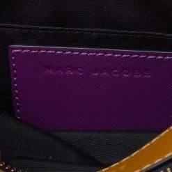 Marc Jacobs Purple/ Tan Leather Snapshot Camera Crossbody Bag For Women -Cheap Marc Jacobs Store luxury women marc jacobs used handbags p335224 004