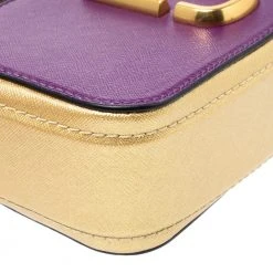 Marc Jacobs Purple/ Tan Leather Snapshot Camera Crossbody Bag For Women -Cheap Marc Jacobs Store luxury women marc jacobs used handbags p335224 005