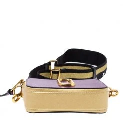 Marc Jacobs Purple/ Tan Leather Snapshot Camera Crossbody Bag For Women -Cheap Marc Jacobs Store luxury women marc jacobs used handbags p335224 007