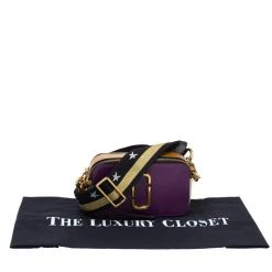 Marc Jacobs Purple/ Tan Leather Snapshot Camera Crossbody Bag For Women -Cheap Marc Jacobs Store luxury women marc jacobs used handbags p335224 008
