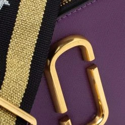 Marc Jacobs Purple/ Tan Leather Snapshot Camera Crossbody Bag For Women -Cheap Marc Jacobs Store luxury women marc jacobs used handbags p335224 012