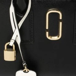 Marc Jacobs Black/Pink Vinyl Little Big Shot Satchel For Women -Cheap Marc Jacobs Store luxury women marc jacobs used handbags p340132 005