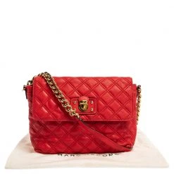 Marc Jacobs Red Quilted Leather Flap Shoulder Bag For Women -Cheap Marc Jacobs Store luxury women marc jacobs used handbags p350453 001