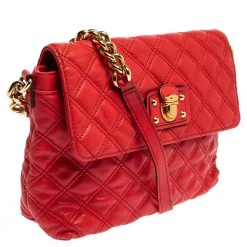 Marc Jacobs Red Quilted Leather Flap Shoulder Bag For Women -Cheap Marc Jacobs Store luxury women marc jacobs used handbags p350453 003