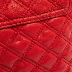 Marc Jacobs Red Quilted Leather Flap Shoulder Bag For Women -Cheap Marc Jacobs Store luxury women marc jacobs used handbags p350453 005