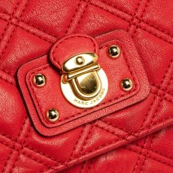 Marc Jacobs Red Quilted Leather Flap Shoulder Bag For Women -Cheap Marc Jacobs Store luxury women marc jacobs used handbags p350453 006