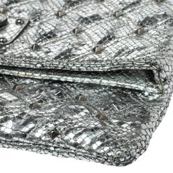 Marc Jacobs Silver Snake Effec Leather Foldover Clutch For Women -Cheap Marc Jacobs Store luxury women marc jacobs used handbags p354571 003