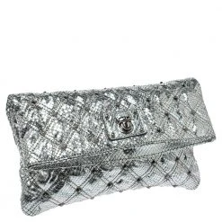 Marc Jacobs Silver Snake Effec Leather Foldover Clutch For Women -Cheap Marc Jacobs Store luxury women marc jacobs used handbags p354571 006