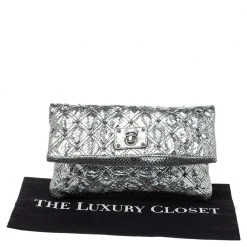 Marc Jacobs Silver Snake Effec Leather Foldover Clutch For Women -Cheap Marc Jacobs Store luxury women marc jacobs used handbags p354571 009