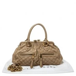 Marc Jacobs Beige Quilted Leather East West Stam Satchel For Women -Cheap Marc Jacobs Store luxury women marc jacobs used handbags p355917 002