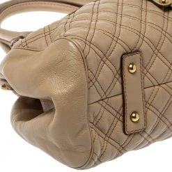 Marc Jacobs Beige Quilted Leather East West Stam Satchel For Women -Cheap Marc Jacobs Store luxury women marc jacobs used handbags p355917 010