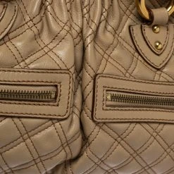 Marc Jacobs Beige Quilted Leather East West Stam Satchel For Women -Cheap Marc Jacobs Store luxury women marc jacobs used handbags p355917 013